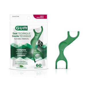 검 치과 스마트 손잡이형 듀얼 테크닉크 2중 민트 치실(60p) 821, 2개