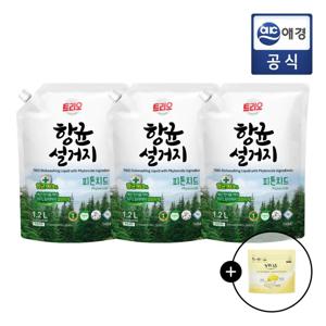 트리오 항균 설거지 1.2L 리필 3개 + 스웨이 액체캡슐 8g 6입