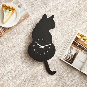 고양이 스윙 벽시계 블랙