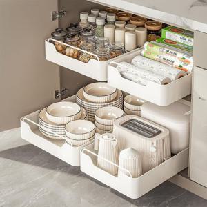 무타공 양념꺼내기 편리한 슬라이딩 싱크대 하부장 주방 레일 선반