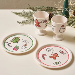 메리브라이트 크리스마스 멜라민 4P세트 고블렛2P,접시2P