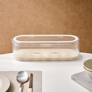 물빠짐 트레이로 편리한 올클리어 수저통 크림