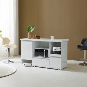 미시바 로봇청소기 수납 아일랜드식탁 인조대리석 상판 40T 바디 하이그로시 오븐렌지 수납