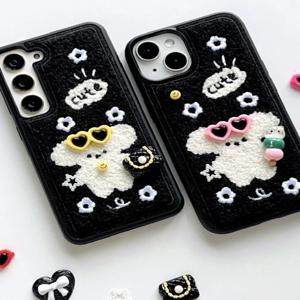 모루 뽀글이 인형 털 자수 후리스 아이폰 갤럭시 케이스