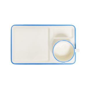 멜라민 코튼블루림 브런치세트 (3구 식판+컵)