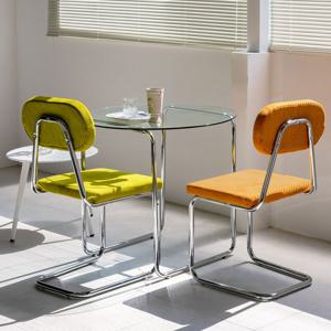 메탈테이블 H730 유리 투명 원형 사이드 소파 테이블 미드센추리 테이블