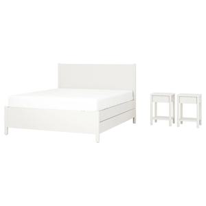 톤스타드 수납침대프레임 퀸+협탁 2개 침실가구세트 오프화이트