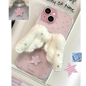 핑크 별 입체파츠 젤리 케이스 맥세이프 케이스 날개 스마트톡 아이폰 케이스 갤럭시 케이스