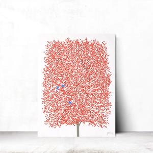 도트 애플트리 사과나무 카페 현관 거실 인테리어 액자 캔버스그림 21x26cm