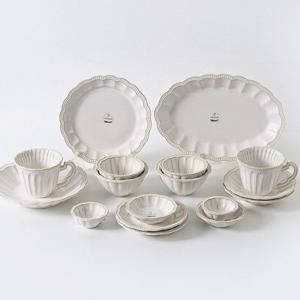 프랑스 빈티지 미뉴엣 2인 그릇 세트 (17P) 카페 앤틱 접시