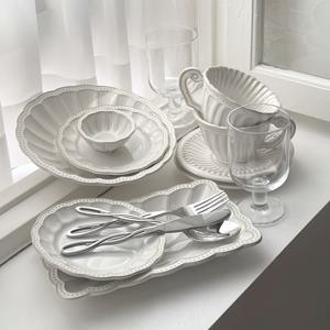 프랑스 빈티지 미뉴엣 2인 그릇세트 카페 앤틱 접시 (양식용 7P)