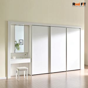 화이트매트 슬라이딩 화장대 붙박이장_330cm (11자)