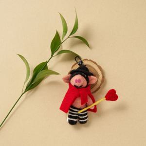 시즌3 new 12간지 천연 양모키링 돼지키링_쾌걸돼지