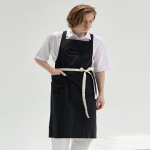 남녀공용 남성용 블랙 심플 베이직 생활방수 방수 앞치마 네일샵 미용실 카페 바리스타 공방
