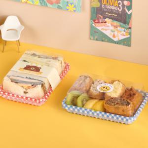 피크닉도시락 소풍도시락 일회용도시락용기 패키지_레드체크+블루체크