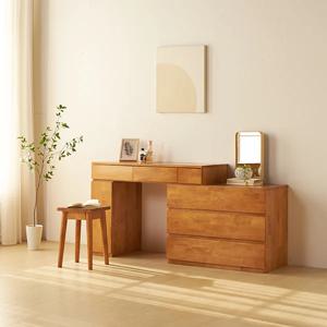 무무 고무나무 원목 확장형 화장대 스툴세트