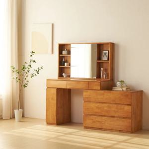 무무 고무나무 원목 확장형 화장대 수납거울세트