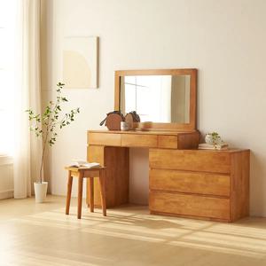 무무 고무나무 원목 확장형 화장대 거울 스툴세트