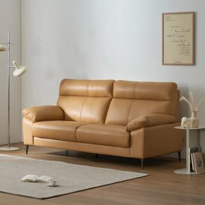 뉴토리 천연면피가죽 3인 소파 카멜브라운