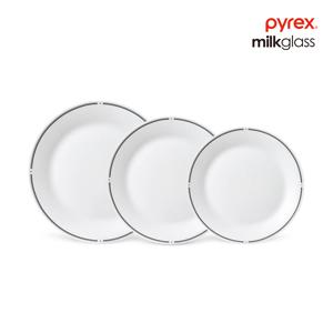파이렉스 밀크글라스 브래서리 원형접시 3P