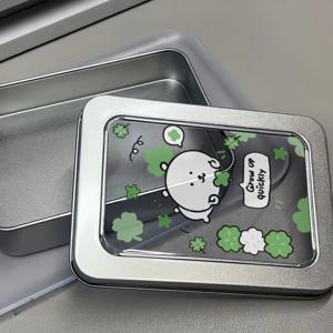 행운 곰돌이 곰 곰탱이 네잎클로버 틴케이스 사진 반지 귀걸이 악세사리 쥬얼리 수납함 보관함