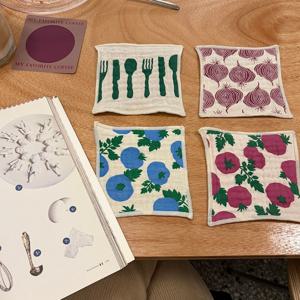 베지터블 야채 거즈 면 티 코스터 컵 받침 홀더 패브릭