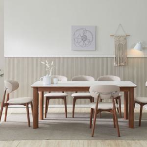 밀라노 4인용 6인용  원목 포세린 세라믹 식탁세트 테이블 의자옵션