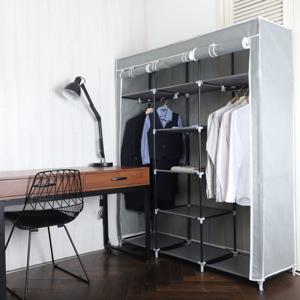 비키니 옷장 간이 옷장 파이프 올인원 고정식 커튼 행거