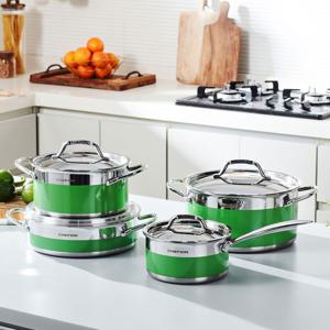 304STS 통5중 컬러냄비 냄비세트 4종 그린
