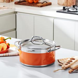 304STS 통5중 컬러냄비 오렌지 24cm 양수