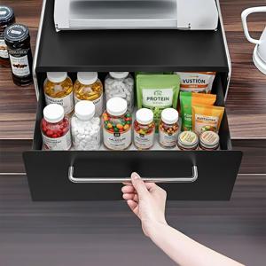 꺼내기편한 무소음 슬라이딩 철제 영양제보관함 식탁 위 정리 수납함