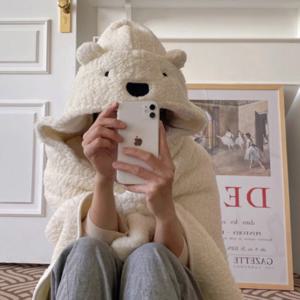 블랭킷 입는 곰돌이 담요 캠핑 침구 차박 이불 후드 침낭 가을 겨울