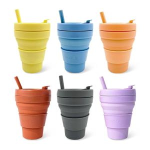 빨대 접이식 실리콘 마카롱 컬러 텀블러 475ml