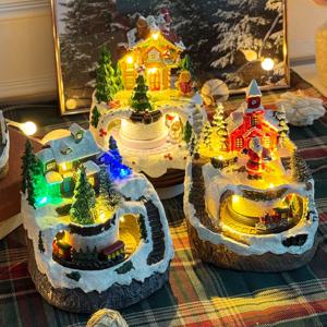 크리스마스 기차 오르골 무드등 조명 동화마을 움직이는 오르골 장식