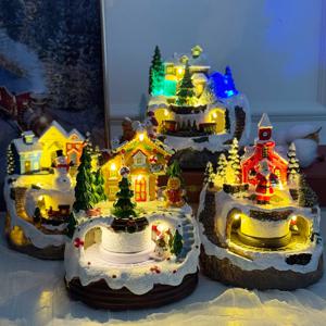 크리스마스 동화마을 기차 오르골 무드등 인테리어 장식 소품 4type