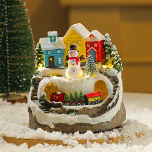 크리스마스 동화마을 기차 오르골 무드등 (눈사람) 인테리어 장식 소품