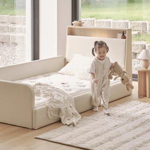 슬림업 LED 수납 패브릭 가죽 저상형 데이베드 침대 프레임 SS (매트리스 선택)