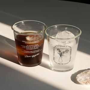 홈카페 레터링 내열 강화 유리컵 380ml