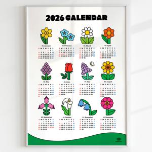 2026년 탄생화 레트로 꽃 포스터 달력 낱장 꽃그림 1년 연력 캘린더 방꾸미기 인테리어