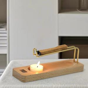 솔란리추얼 우드 브라스 인센스 홀더 램프 스머지 버너 팔로산토 화이트세이지용 인센스 받침대