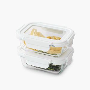 1+1 클린 내열유리 반찬통 전자레인지용기 밀폐용기세트 400ml 2P