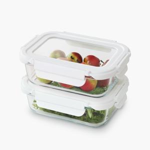 1+1 클린 내열유리 반찬통 전자레인지용기 밀폐용기세트 640ml 2P