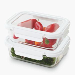 1+1 클린 내열유리 반찬통 전자레인지용기 밀폐용기세트 1100ml 2P