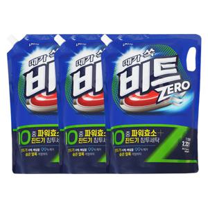 때가 쏙 비트 제로 세탁세제 리필 2.22L /일반드럼겸용 x3