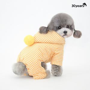 사이즈추가금없음 강아지 체크 올인원 패딩 점프수트 후드 보온 고퀄리티
