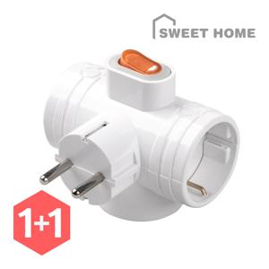 1+1 국산 멀티탭 T자 3구 스위치 (16A)