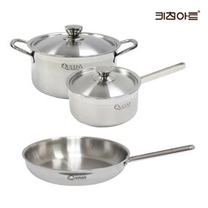 스텐레스 인덕션 후라이팬 냄비세트 (퀸즈 통3중 냄비(편18+양20)+퀸 통5중 후28)