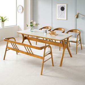 가온 세라믹 고무 원목 6인용 식탁 의자 벤치 2000 식탁세트 엔틱브라운 색상