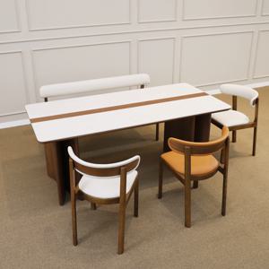 더블트랙 6인용테이블 포세린세라믹 의자 벤치 식탁세트