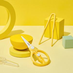 베이비 휴대용 가위 집게 세트 (옐로우)
